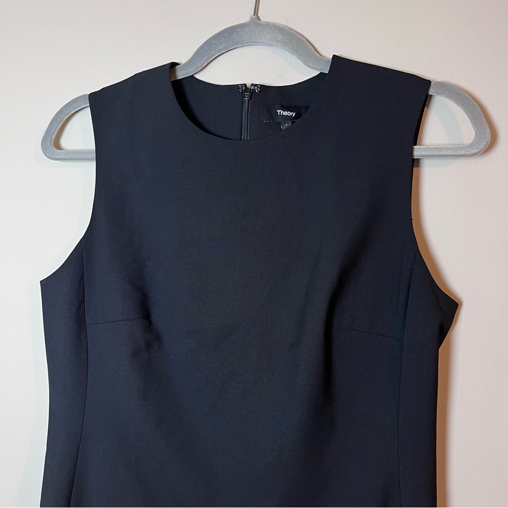 Theory Good Wool Sleeveless Tailored Fitted Sheath Dress Cocktail Career Black 6 - Picture 3 of 7